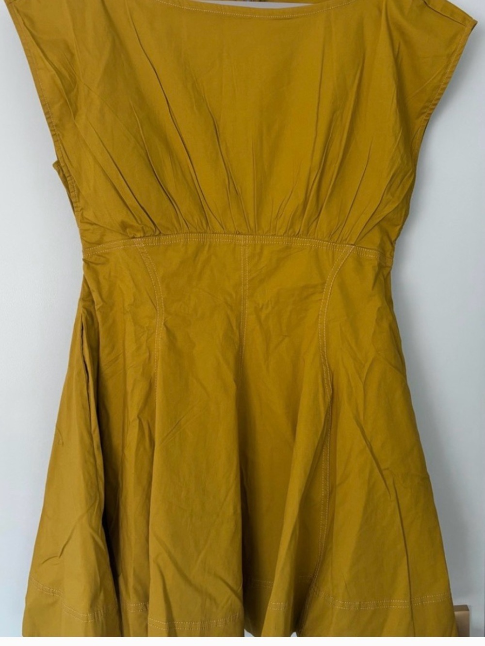 Anthropologie Maeve Mustard Yellow Fit Flare Dress Size M Pockets - Picture 4 of 5